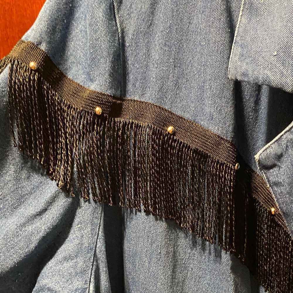 Bonjour Denim Jacket with Fringe Detail size 3X 100% cotton - Picture 8 of 15
